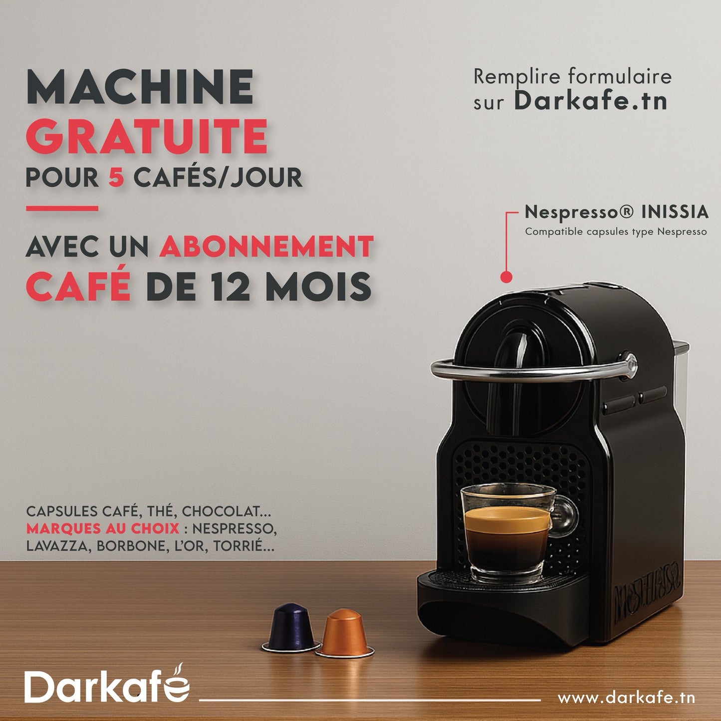 Abonnement 12 mois Café : Nespresso Inissia