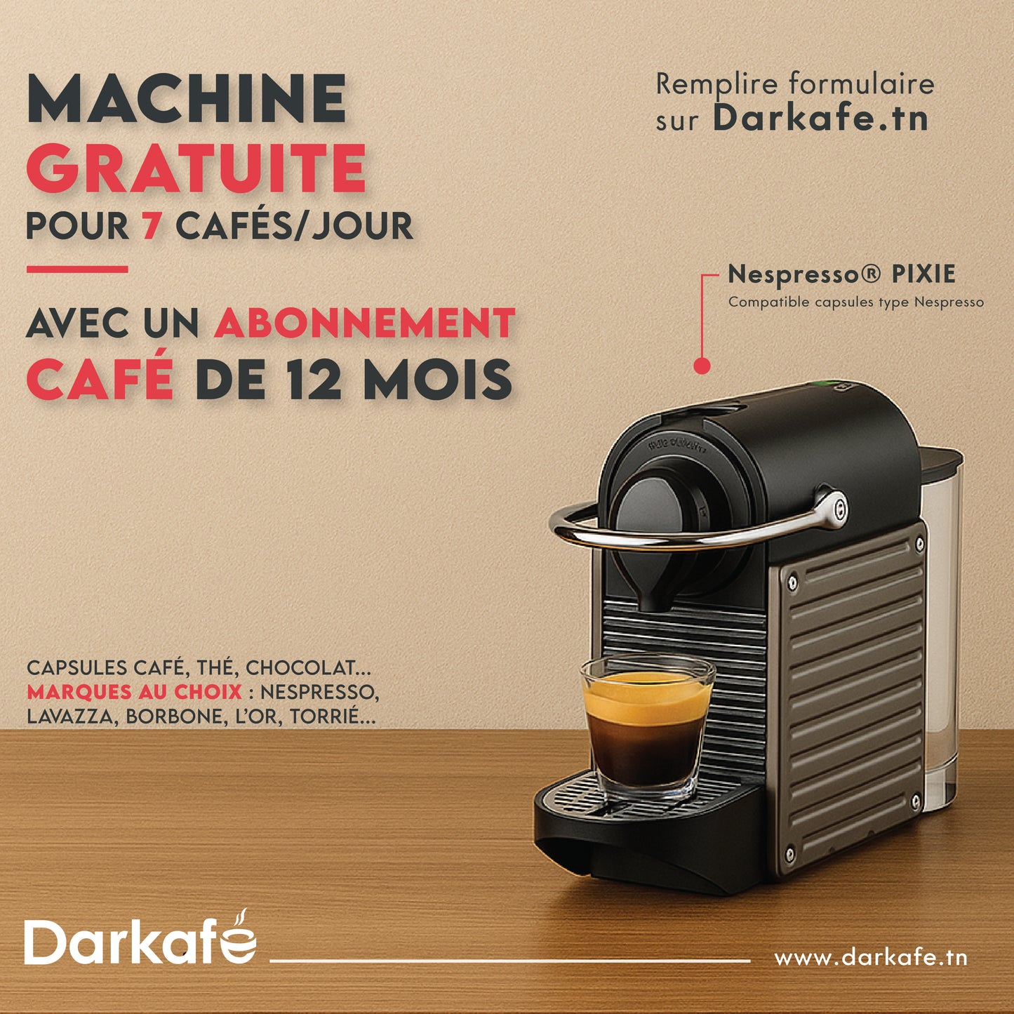 Abonnement 12 mois Café : Nespresso Pixie