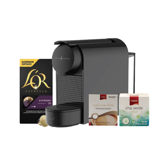 Machine à Café Smart Green + 3 Paquets de Capsules compatible Nespresso