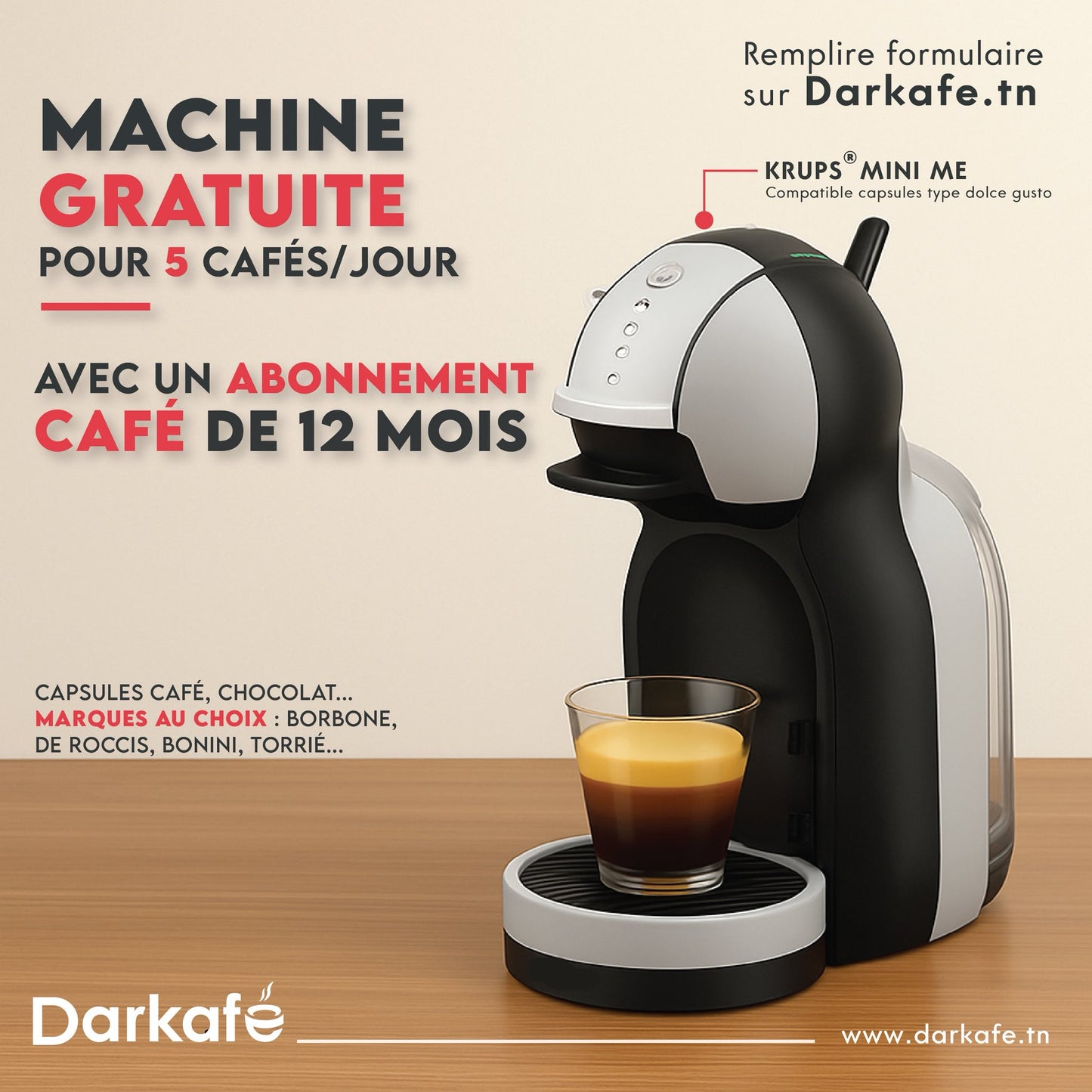 Abonnement 12 mois Café : Krups Mini me