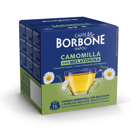 Borbone Camomille avec mélatonine – 16 Capsules (Dolce Gusto® Compatibles)