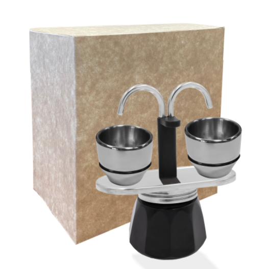 DOUBLE 2 CUPS INOX BLACK