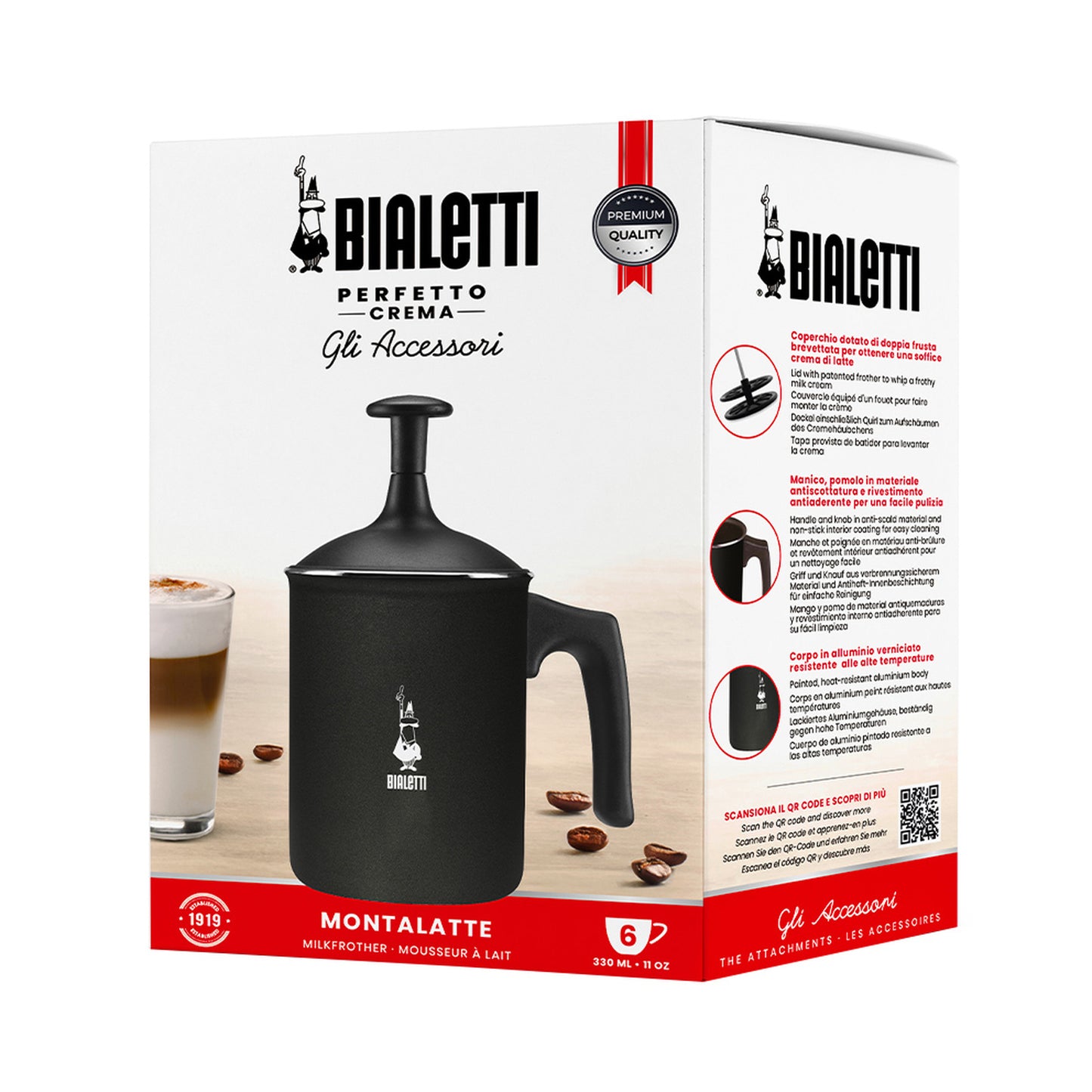 Mousseur à Lait Bialetti Tuttocrema – 10 cm (6 Cups)